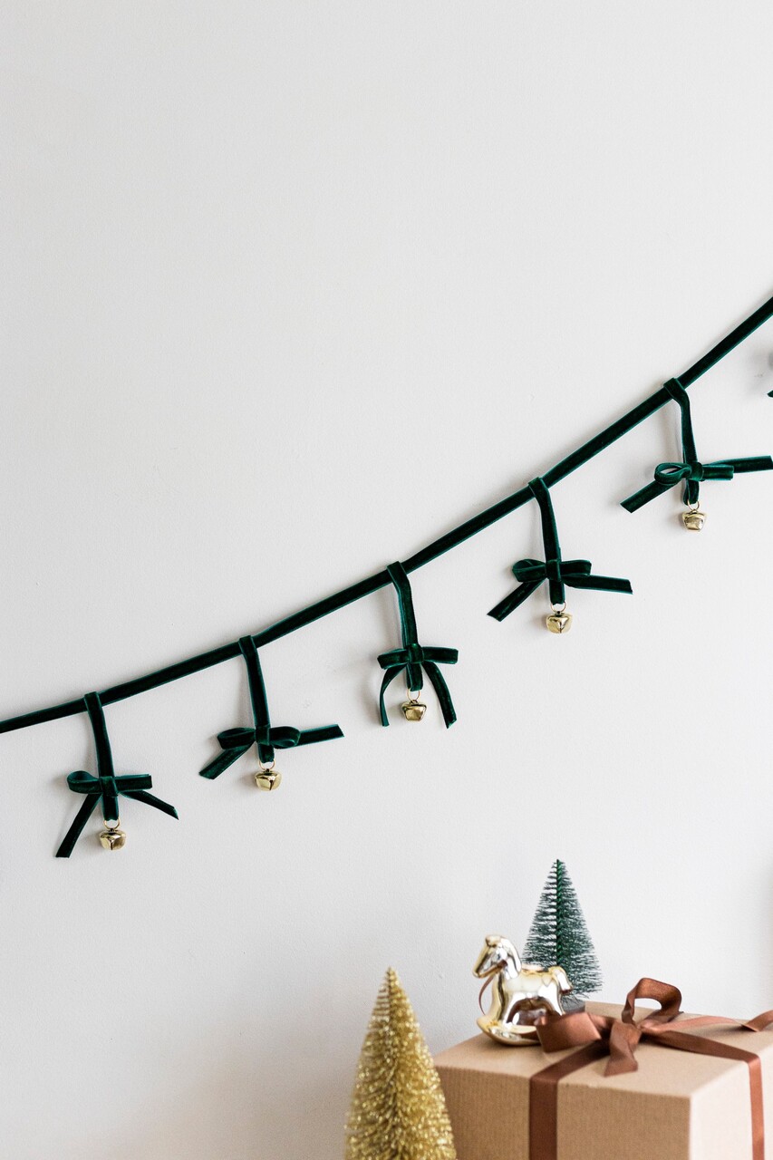 Ornament de Crăciun din catifea, BSY121, 12x140 cm, Catifea, Verde - imagine 4